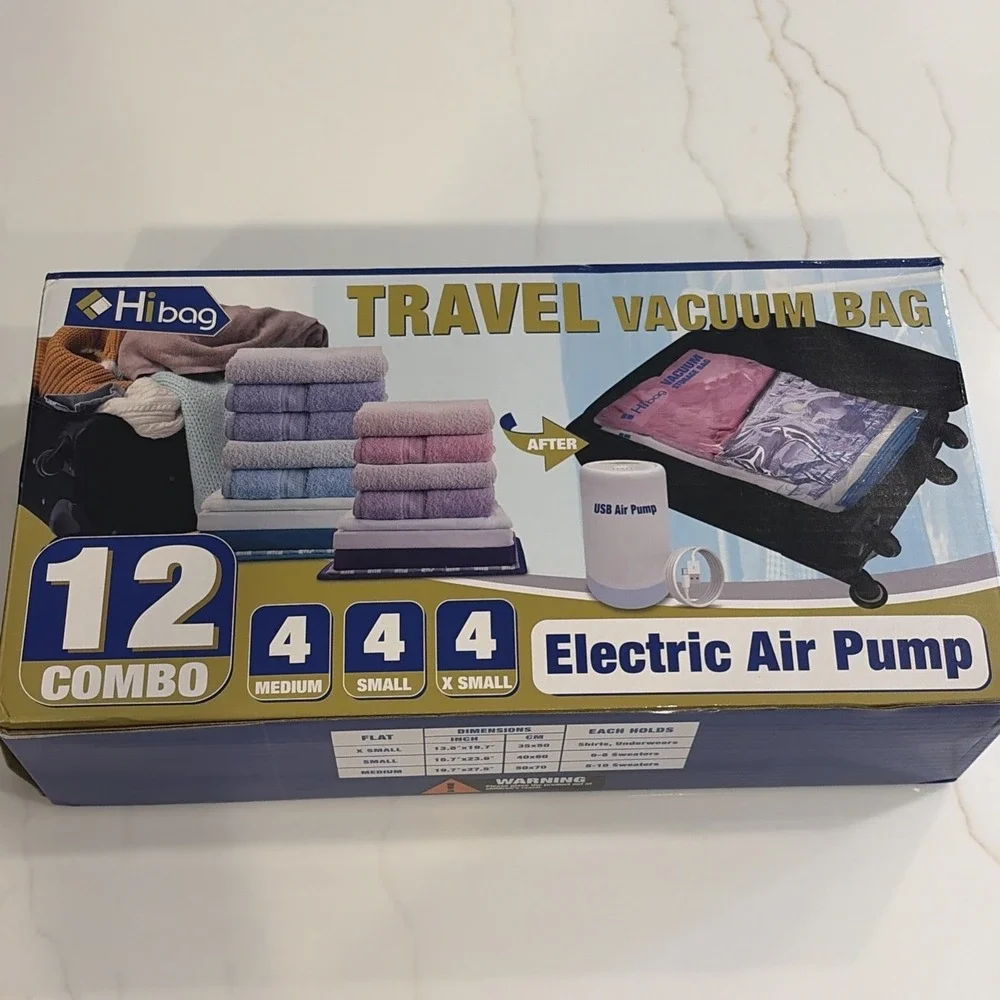 HIBAG Travel Vacuum Bags with Electric Pump for Luggage and Suitcase, Vacuum Sea